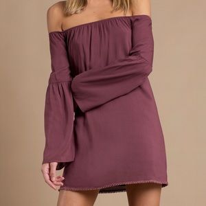 Tobi Purple Off The Shoulder Dress